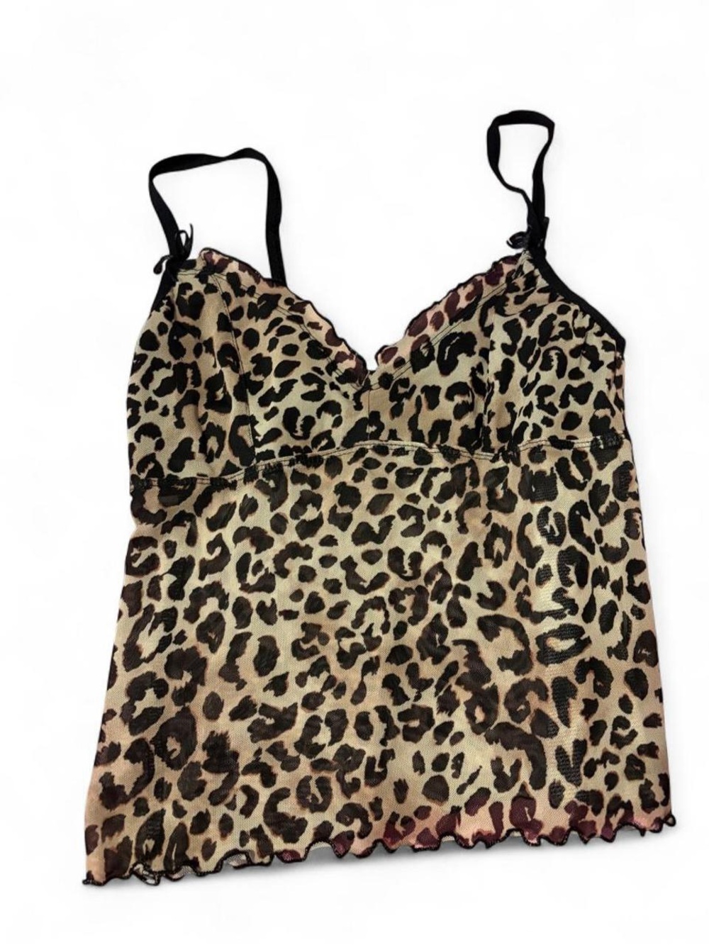 Forever 21 Leopard Print Lace-Trim Tank Top - Beige, Brown, Black